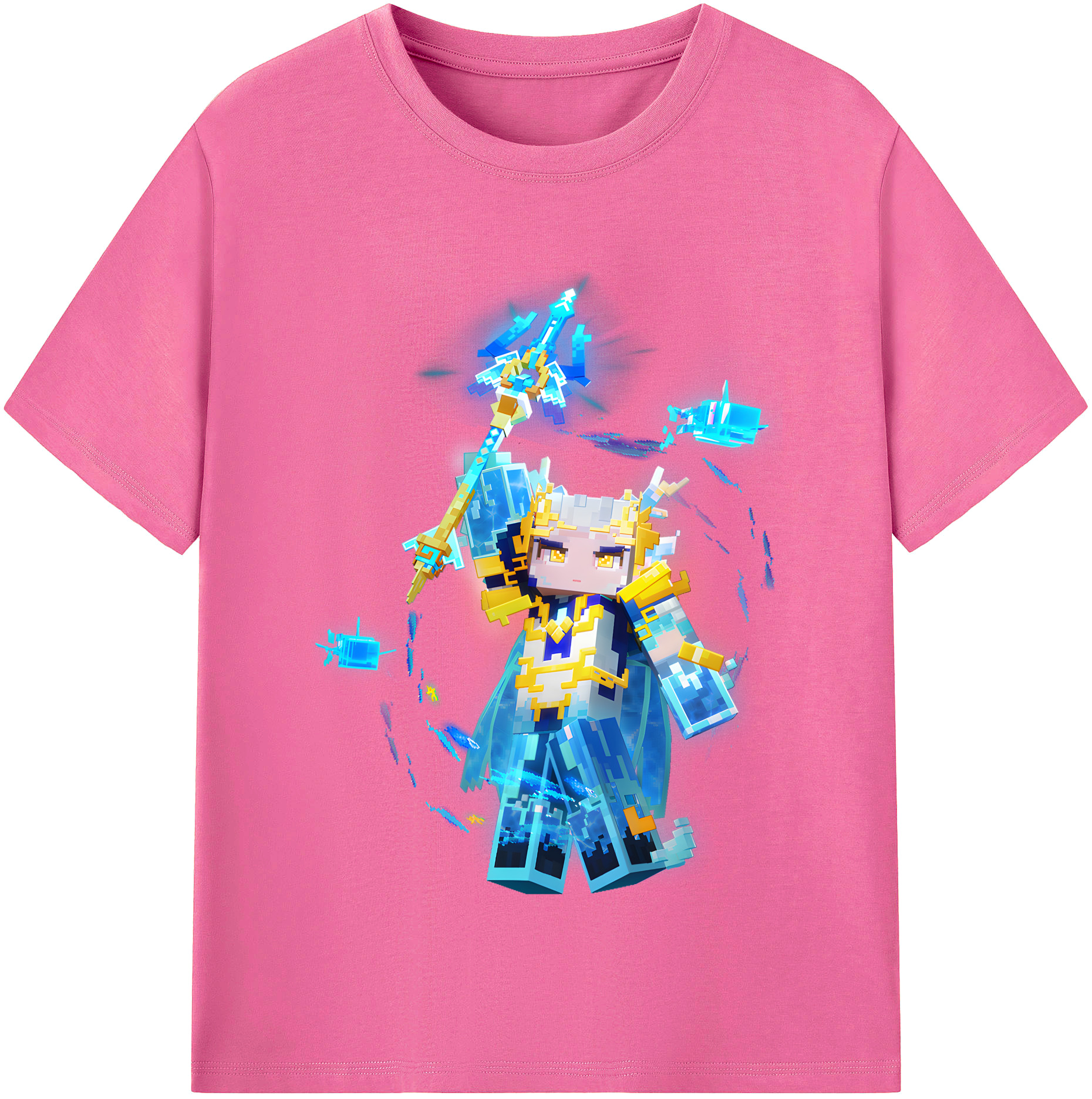 （画像用） マインクラフト ブロックの世界 Minecraft MC Block world レディースカジュアルプリントTシャツ（綿100％）